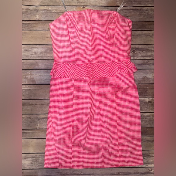 EUC Lilly Pulitzer Lowe Dress Hot Pink Green Gingham sz 10 12 - Picture 1 of 3